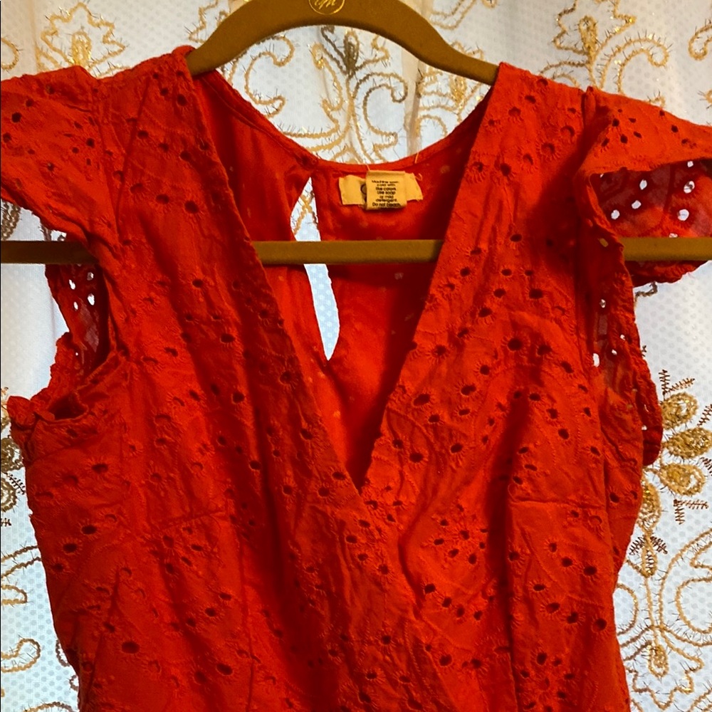 Zara Red Eyelet Dress
